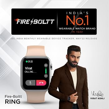 Fire-Boltt Ring Bluetooth Calling Smartwatch With Spo2 & 1.7” Metal Body With Blood Oxygen Monitoring, Continuous Heart Rate, Full Touch & Multiple Watch Faces (Blue), M (Bsw005)