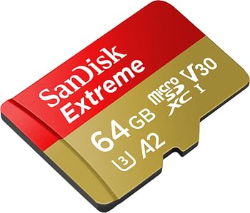 بطاقة microSD اكستريم UHS-I سعة 256GB من سانديسك، تسجيل فيديو 4K UHD على الجوال وكاميرات الحركة والطائرات بدون طيار، سرعة قراءة وكتابة 190 و130 ميجابايت/ثانية، SDSQXAV 256G GN6MN، احمر/ ذهبي