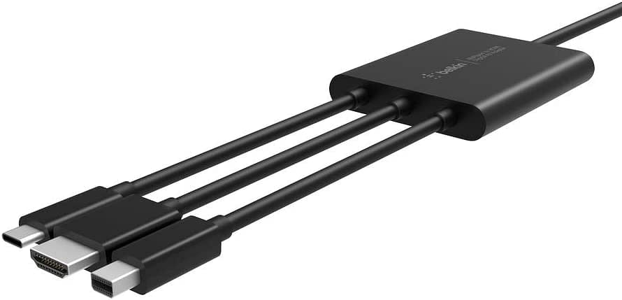 Belkin Digital AV Adapter Multiport to HDMI Display Adapter (Connects Laptop to Any Display via USB-C, HDMI, Mini DisplayPort) Supports 4K Ultra HD, Standard (B2B169) Black