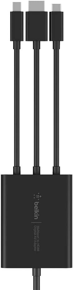 Belkin Digital AV Adapter Multiport to HDMI Display Adapter (Connects Laptop to Any Display via USB-C, HDMI, Mini DisplayPort) Supports 4K Ultra HD, Standard (B2B169) Black