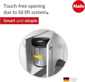 Hailo 3555-101 Compact-Box Stainless Steel Bin, 15L