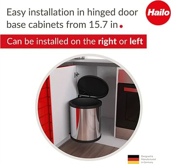 Hailo 3555-101 Compact-Box Stainless Steel Bin, 15L