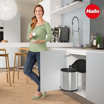 Hailo 3555-101 Compact-Box Stainless Steel Bin, 15L