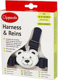 Clippasafe Baby/Kids/Child Safety Premium Designer "Teddy" Harness & Reins (with Anchor Straps) - Navy