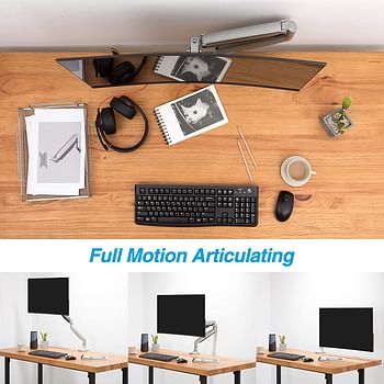 Single Monitor Desk Mount Holds 20 lbs Ultrawide Screen - Height Adjustable Full Motion Articulating Gas Spring Arm for 13"-35" VESA Monitor Stand - Premium Aluminum