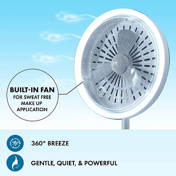 Beauty Breeze Mirror Lighted 5X Magnification Makeup Mirror Shaving Mirror with Built-in fan by NuBrilliance-As Seen On TV White
