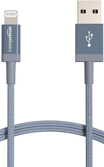 Nylon USB-A to Lightning Cable Cord, MFi Certified Charger for Apple iPhone, iPad, Dark Gray, 6-Ft