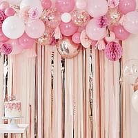 Ginger Ray Blush And Peach Balloon And Fan Garland Party Backdrop Mix /Pink Balloon Fan Garland