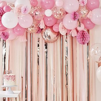 Ginger Ray Blush And Peach Balloon And Fan Garland Party Backdrop Mix /Pink Balloon Fan Garland