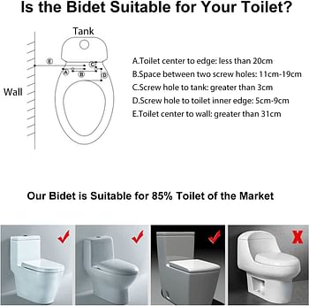 IBAMA Toilet Bidet Non-Electric Mechanical Cold Water Toilet Seat Accessory Dual Nozzle for Modes