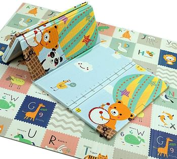 Play Mat, 200 * 180 * 1.5 CM Folding Playmat, Baby Play Mat for Floor Play, Extra Thick Kids Crawling Mat, Water Proof and Reversible Large Soft for Toddler