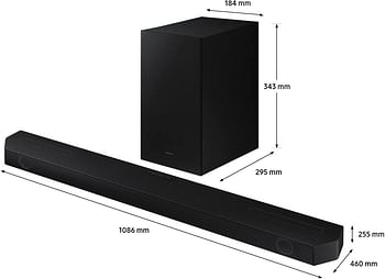 سامسونج - سماعات لاسلكية - (HW-Q600B) - 3.1.2Ch مع تقنية دولبي Atmos/DTS: X، 2 مكبر صوت للتحريق، مضخم صوت داخلي، اتصال بالبلوتوث، اسود، HW-Q600B/ZN