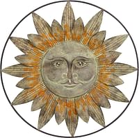 Deco 79 Metal Sunburst Indoor Outdoor Wall Decor with Distressed Copper Like Finish, 30" x 1" x 30", Brown
