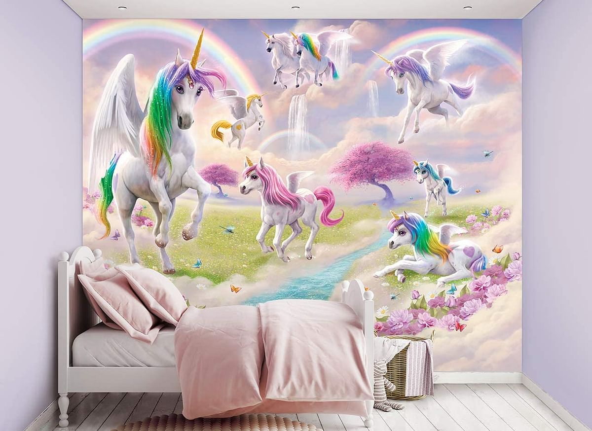 Walltastic Magical Unicorn Wall Mural Wallpaper, 8''x10'', Multicolor
