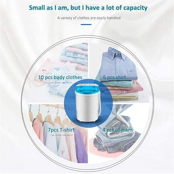 Sulfar Mini Full-Automatic Washing Machine, Portable Washer and Spin Dryer, Compact Laundry Washer with Built-in Drain Pump and Long Hose for Home/Dorm