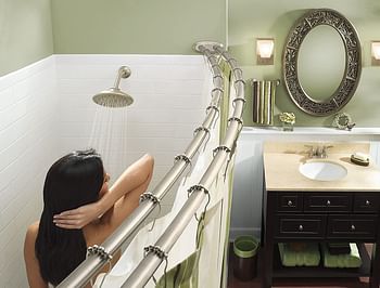 Moen Dn2141Bn 60-Inch Adjustable Stainless Steel Double Curved Shower Rod, Brushed Nickel