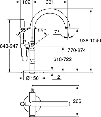 Grohe Atrio Single-Lever Bath Mixer, Floor Mounted, 32653Dc3 Silver