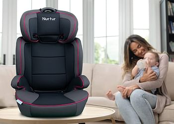 Nurtur Jupiter Baby/Kids 3-in-1 Car Seat + Booster Seat - Adjustable Backrest - Extra Protection - 5-Point Safety Harness - 9 months to 12 years (Group 1/2/3), Upto 36kg