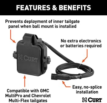 CURT 58266 Protective GMC MultiPro, Chevy Multi-Flex Tailgate Sensor for Towing Accessories, 2-1/2-Inch Receiver Hitch Cap