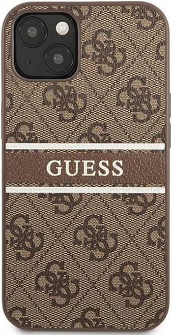 Guess 4G Pu Leather Case With Printed Stripe For Iphone 13 Mini (5.4") Brown