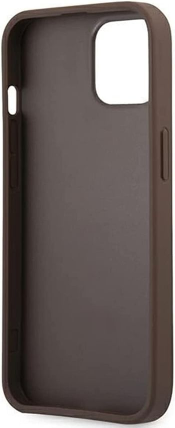 جيس – غطاء جلد صناعي الجيل الرابع مع شريط مطبوع لهاتف ايفون 13 ميني (5.4 بوصة) – بني
