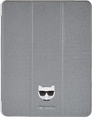 Karl Lagerfeld Pu Saffiano Choupette Head Folio Case For Ipad 12.9" - Silver