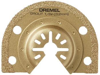 Dremel mm500 1/8-Inch Oscillating Multitool Blade For Grout Removal, Fast Cutting Carbide Accessory - Universal Quick- Fit Interface Fits Bosch, Makita, Milwaukee, And Rockwell , Gold/1\8 Inch/Gold