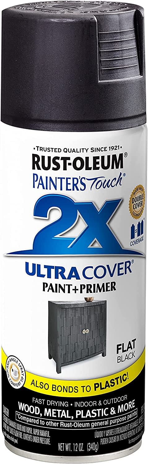 Rust-OlEUm 249127 Painter'S Touch 2X Ultra Cover Spray Paint, 12 Oz, Flat Black/Black