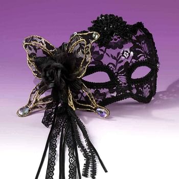 Forum Masquerade Fancy Half Face Mask with Lace, Black