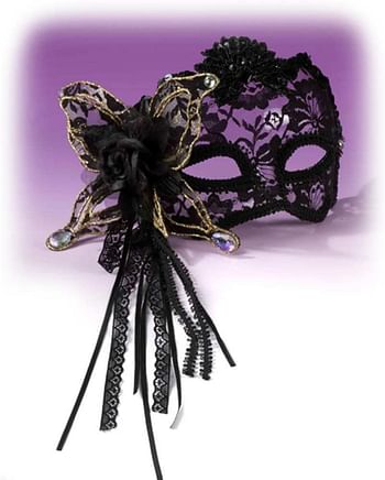 Forum Masquerade Fancy Half Face Mask with Lace, Black