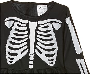 Bristol Novelty Cc040 Skeleton Girl Toddler Dress, White, X-Small/Black\White/XS