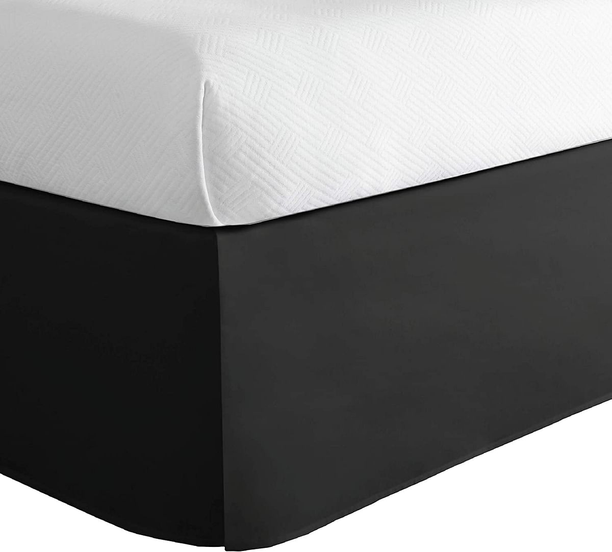 Lux Hotel Microfiber Tailored Bed Skirt with Classic 14 Inch Drop Length Pleated Styling, California King, Black