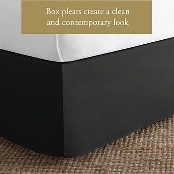 Lux Hotel Microfiber Tailored Bed Skirt with Classic 14 Inch Drop Length Pleated Styling, California King, Black