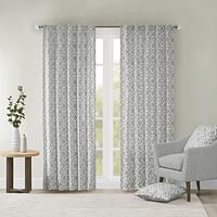 Grey Curtains For Living Room , Modern Contemporary Fabric Window Curtains For Bedroom , Delray Diamond Print-Rod Pocket Modern Window Curtains , 42X63", 1-Panel Pack/Grey/Window Panel/42 x 63 in