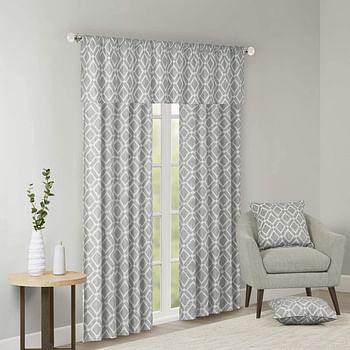 Grey Curtains For Living Room , Modern Contemporary Fabric Window Curtains For Bedroom , Delray Diamond Print-Rod Pocket Modern Window Curtains , 42X63", 1-Panel Pack/Grey/Window Panel/42 x 63 in