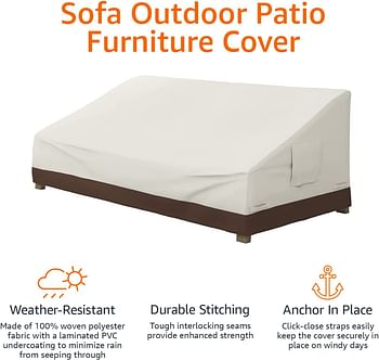 Sofa Outdoor Patio Furniture Cover 3-Seater Deep Lounge Ivory