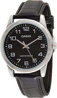 Casio Watch For Men Black Dial Leather Band - Mtp-V001L-1Budf Black/38 millimeters