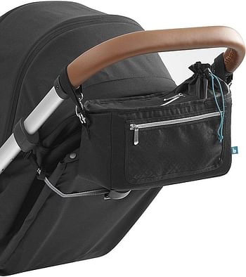 Babymoov Premium Universal Stroller Organizer | XL Storage, Full Zip Closure, Insulated Cup Holder And Smart Phone/Iphone Pouch (Fits Most Strollers) Black A045603 GRAY