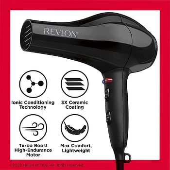Revlon RVDR5221 Hair Dryer, Salon Performance, 2000 Watts, 2 speed and 3 heat setting
