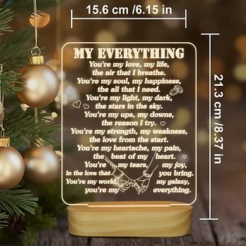Sulfar 3D Illusion Lamp I Love You Night Light You are My Everything Gifts for Wife Husband Anniverysary Birthday Valentines Day