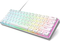 RK ROYAL KLUDGE RK61 Wireless Mechanical Keyboard Bluetooth Compact Gaming Keyboard Hot-Swappable Keyboard Brown Switch for Playing Games(White)