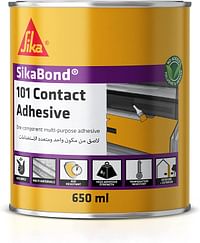 Sikabond 101 Contact Adhesive, Easy To Apply Multi-Purpose Polychloroprene Rubber-Based Adhesive. Suitable For Bonding Porous Substrates Like Wood, Foam, Carpets, And Canvas. 650ml Can