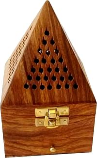Saqoware Wooden Incence-Bakhoor Burner Pyramid shape Wooden Bakhoor Burner Medium Size