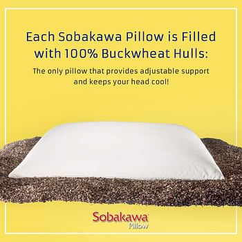 Sobakawa Traditional Buckwheat Standard Size Pillow Organic Cotton with Natural Technology for Cool Sleep, Neck Support for Back and Side Sleepers or as a Meditation Cushion