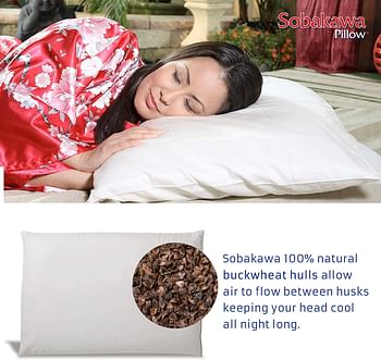 Sobakawa Traditional Buckwheat Standard Size Pillow Organic Cotton with Natural Technology for Cool Sleep, Neck Support for Back and Side Sleepers or as a Meditation Cushion