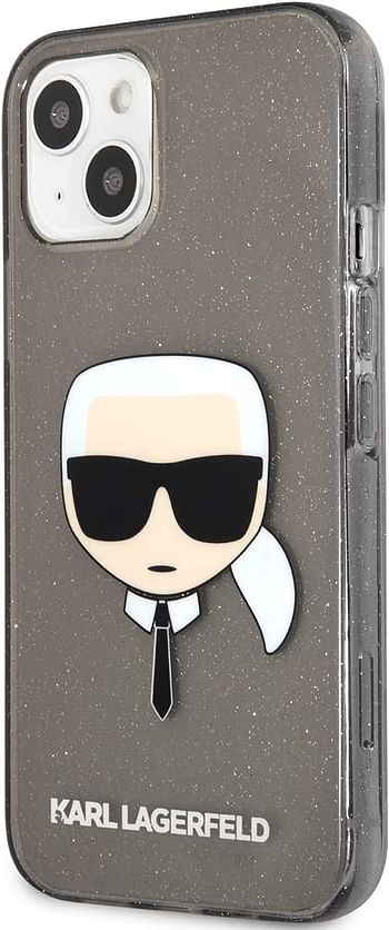 CG MOBILE Karl Lagerfeld TPU Full Glitter Karl Head Case Compatible with iPhone 13 Durable, Shockproof, Bumper Protection, Anti-Scratch - Black