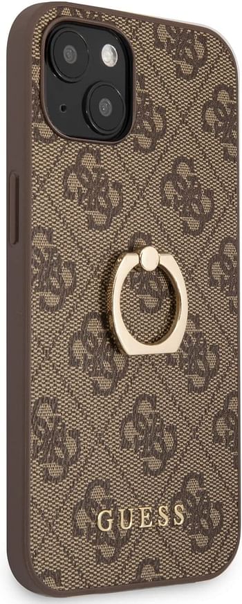 Guess Pu Leather 4G Case With Ring Stand For Iphone 13 Mini (5.4 Inches) - Brown