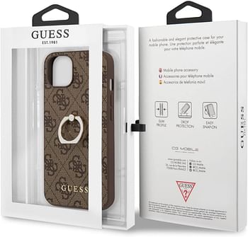 جيس جلد صناعي الجيل الرابع مع حلقة حامل للايفون 13 ميني (5.4 بوصة) - بني، Guhcp13S4Gmrbr، حقيبة جوال