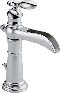 Delta Faucet Victorian Single Hole Bathroom Faucet, Single Handle Bathroom Faucet Chrome, Bathroom Sink Faucet, Metal Drain Assembly, Chrome 554Lf