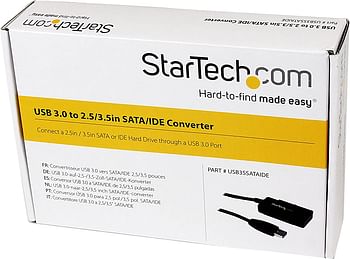 Startech.Com Usb 3.0 To Sata Ide Adapter - 2.5In / 3.5In - External Hard Drive To Usb Converter – Hard Drive Transfer Cable (Usb3Ssataide),Black